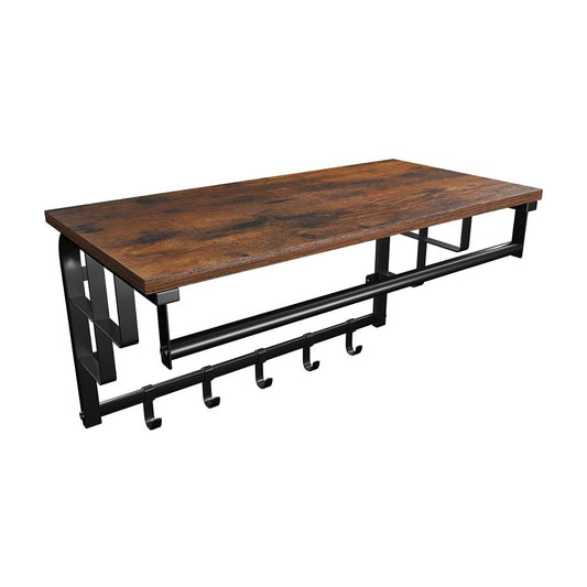 VASAGLE Coat Rack Wall-Mounted Rustic Brown and Black - Cosy Abode