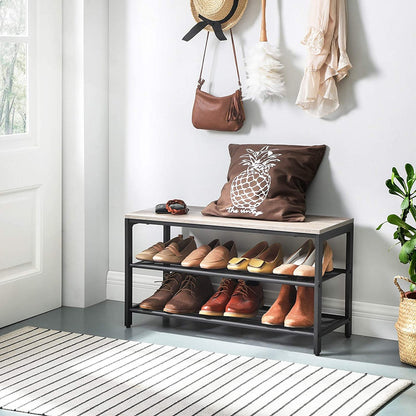VASAGLE Shoe Rack 3 Tier Greige - Cosy Abode