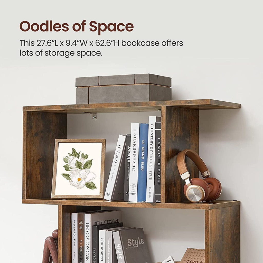 VASAGLE 5-Tier Bookshelf Display Shelf - Rustic Brown - Cosy Abode