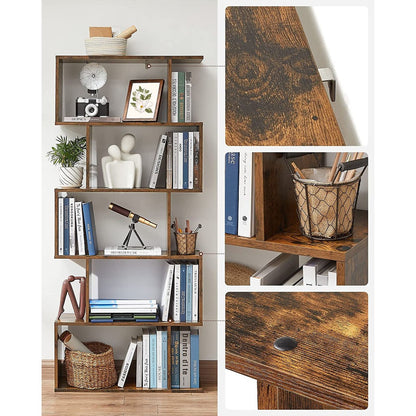 VASAGLE 5-Tier Bookshelf Display Shelf - Rustic Brown - Cosy Abode
