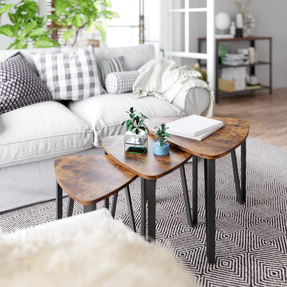 VASAGLE Industrial Nesting Coffee Table Rustic Brown and Black - Cosy Abode