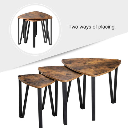 VASAGLE Industrial Nesting Coffee Table Rustic Brown and Black - Cosy Abode