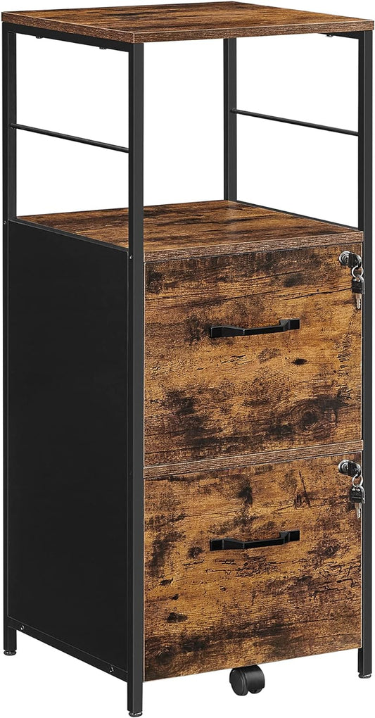 VASAGLE Filing Cabinet with 2 Drawers Rustic Brown and Black - Cosy Abode