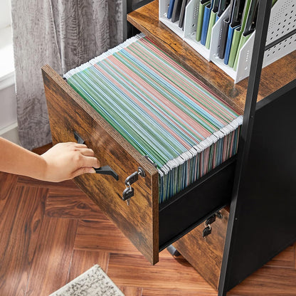 VASAGLE Filing Cabinet with 2 Drawers Rustic Brown and Black - Cosy Abode