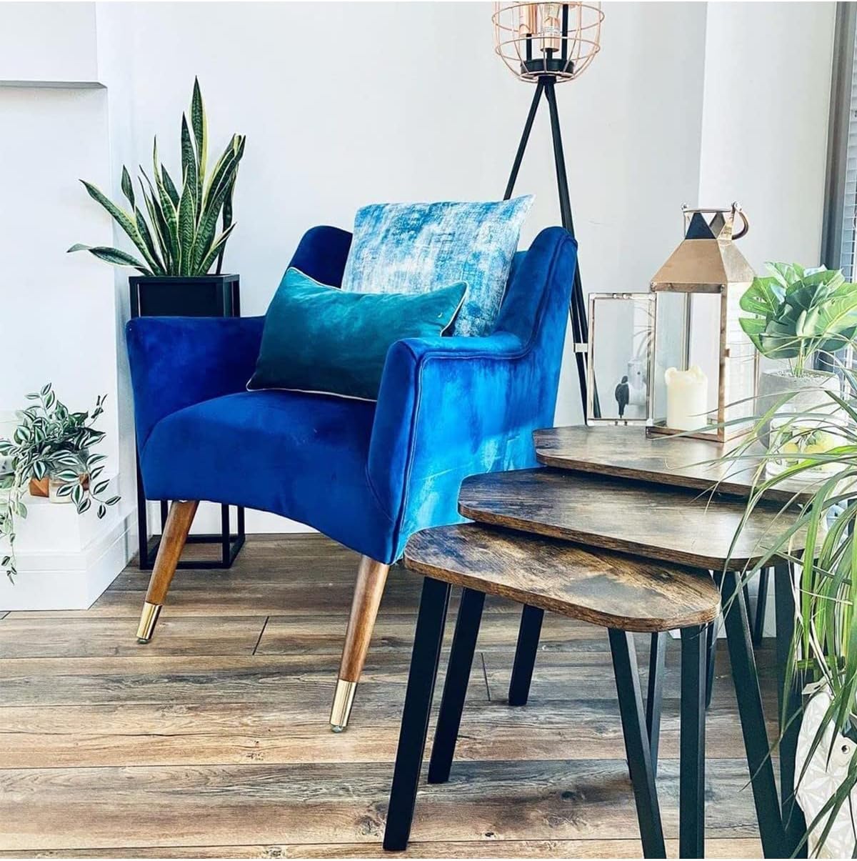 VASAGLE Nesting Coffee Table Set of 3 Rustic Brown and Black - Cosy Abode