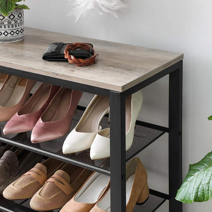 VASAGLE INDESTIC Shoe Rack Organizer with 4 Mesh Shelves Industrial Greige and Black - Cosy Abode