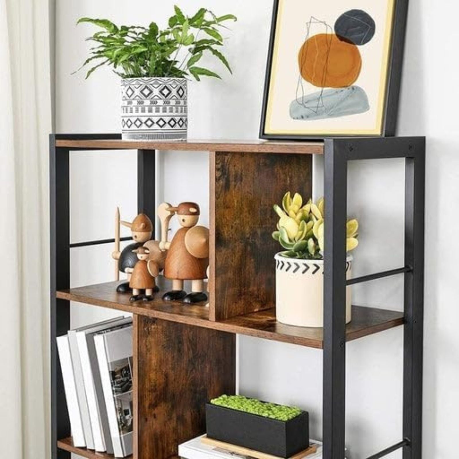 VASAGLE Bookshelf Rustic Brown and Black - Cosy Abode