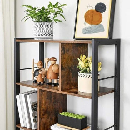 VASAGLE Bookshelf Rustic Brown and Black - Cosy Abode