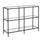VASAGLE Storage Rack Console Sofa Table with 3 Shelves Steel Frame Tempered Glass Shelf Modern Style Black - Cosy Abode