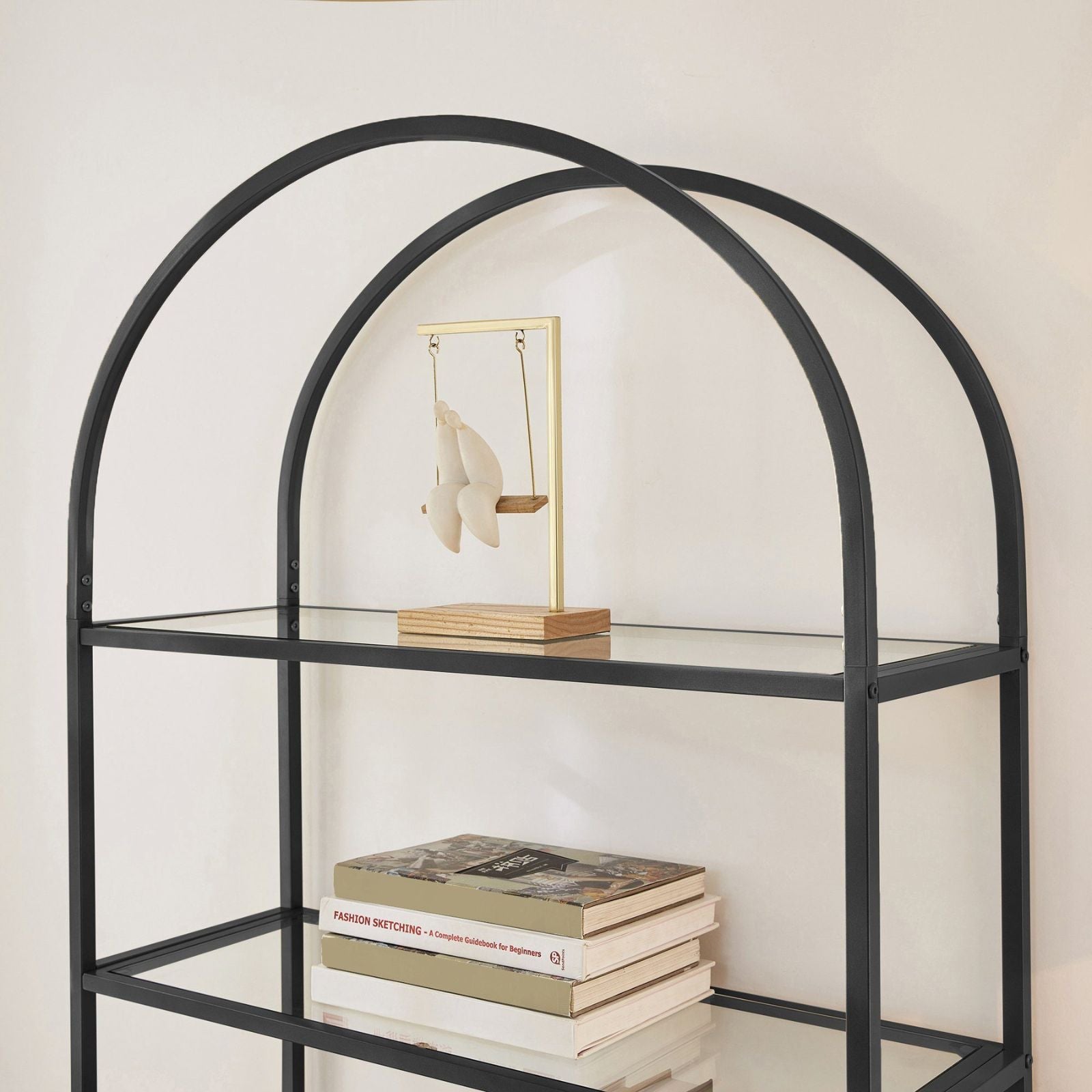 VASAGLE Bookshelf 5 Tier Tempered Glass with Metal Frame - Black - Cosy Abode