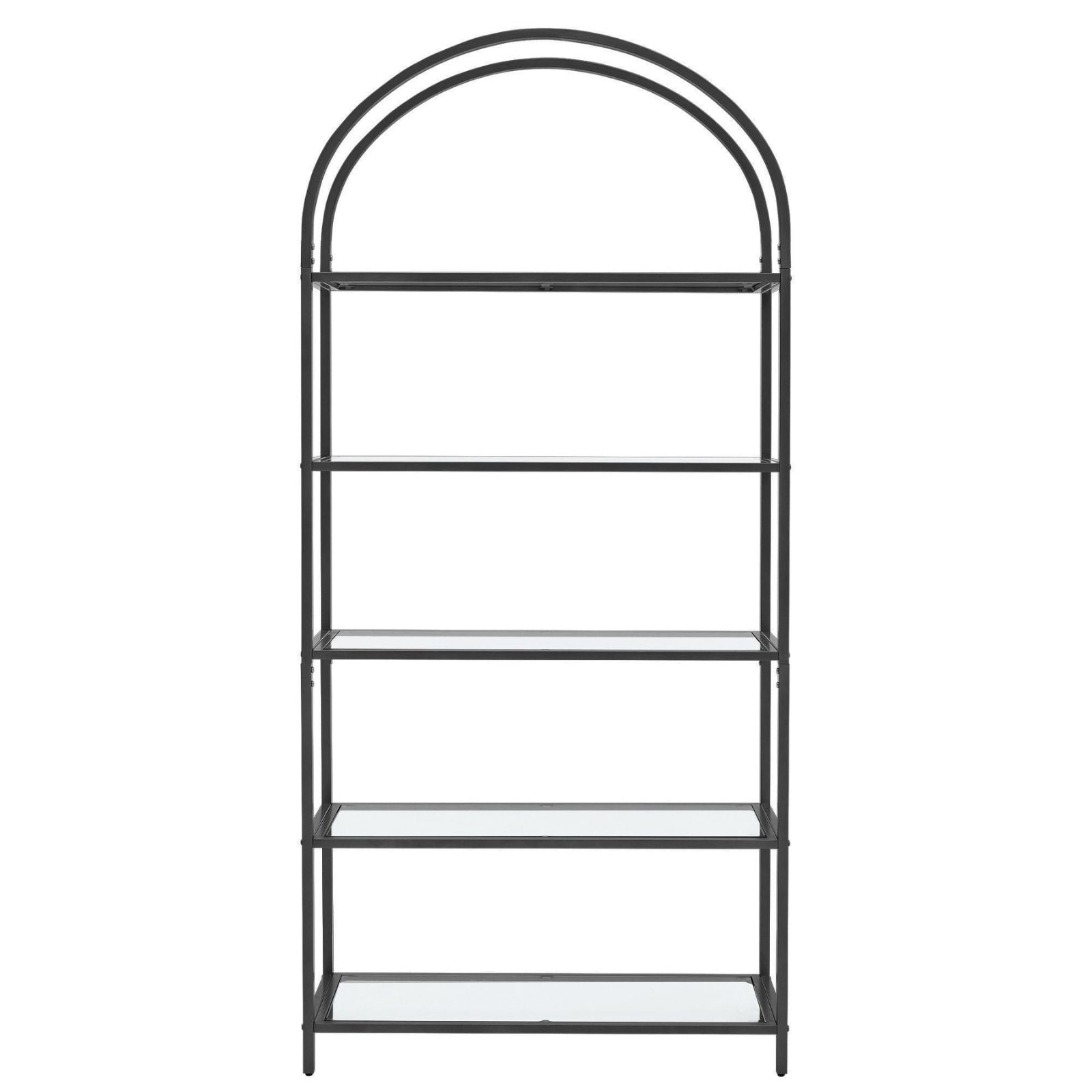 VASAGLE Bookshelf 5 Tier Tempered Glass with Metal Frame - Black - Cosy Abode