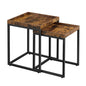 VASAGLE Set of 2 Coffee Tables with Raised Edges Nesting Tables Industrial Rustic Brown and Black - Cosy Abode