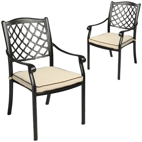 Fiji Metal Outdoor Dining chair with cushions (1 pair) - Cosy Abode