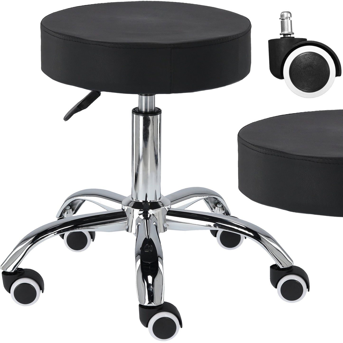 Salon Stool - Adjustable Swivel Round Chair - Pedicure Beauty Hairdressing - Cosy Abode