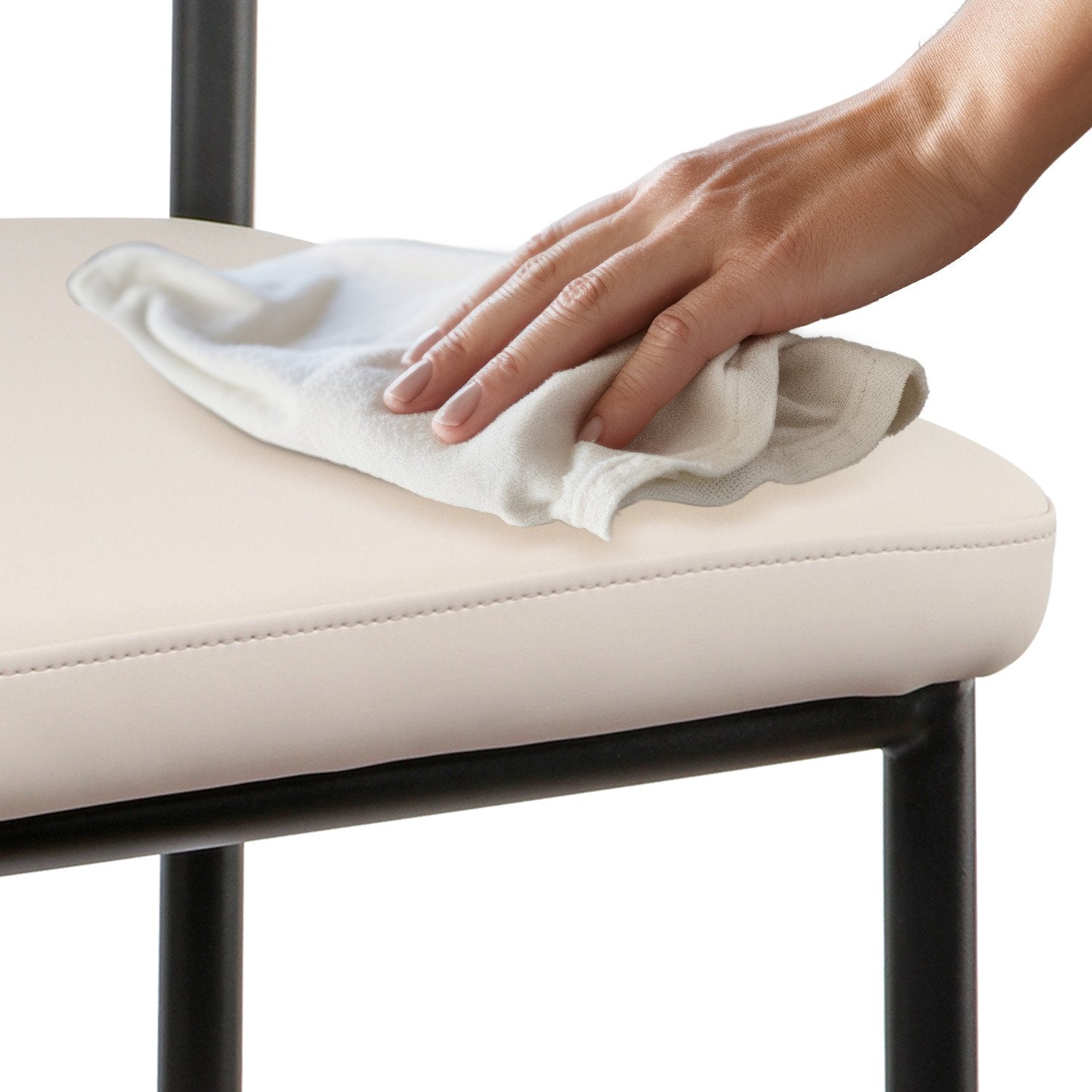 Sarantino Cedric Bar Stool W/ High-density Foam Upholstered In PU Leather Sturdy Iron Frame In Black And Beige - Cosy Abode