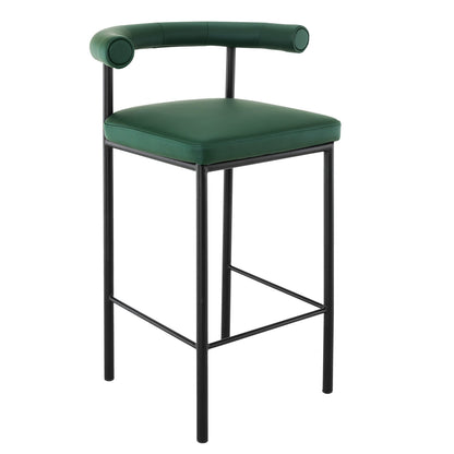 Sarantino Cedric Bar Stool W/ High-density Foam Upholstered In Pu Leather Sturdy Iron Frame Green - Cosy Abode