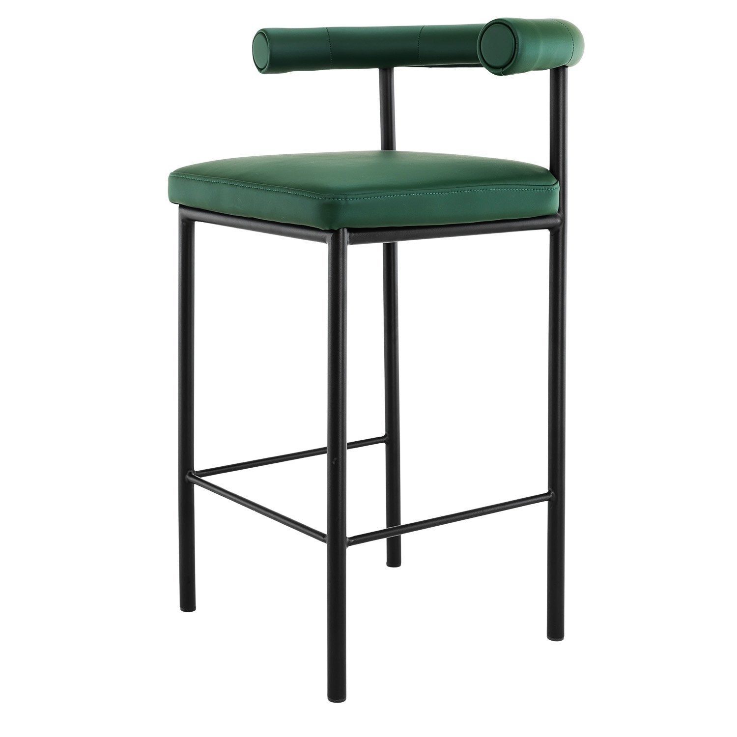 Sarantino Cedric Bar Stool W/ High-density Foam Upholstered In Pu Leather Sturdy Iron Frame Green - Cosy Abode