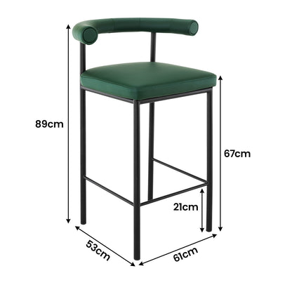 Sarantino Cedric Bar Stool W/ High-density Foam Upholstered In Pu Leather Sturdy Iron Frame Green - Cosy Abode