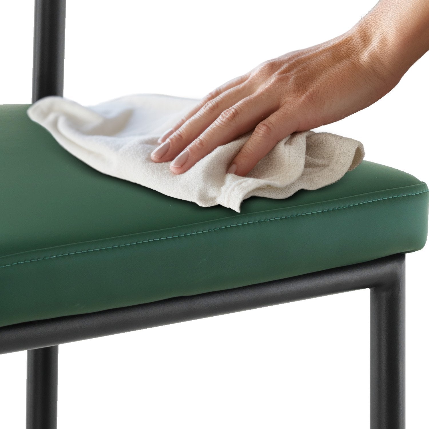 Sarantino Cedric Bar Stool W/ High-density Foam Upholstered In Pu Leather Sturdy Iron Frame Green - Cosy Abode