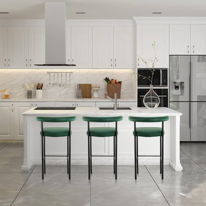 Sarantino Cedric Bar Stool W/ High-density Foam Upholstered In Pu Leather Sturdy Iron Frame Green - Cosy Abode