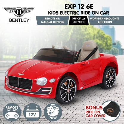Kahuna Bentley Exp 12 Speed 6E Licensed Kids Ride On Electric Car Remote Control - Red - Cosy Abode