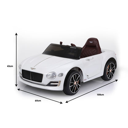 Kahuna Bentley Exp 12 Speed 6E Licensed Kids Ride On Electric Car Remote Control - White - Cosy Abode