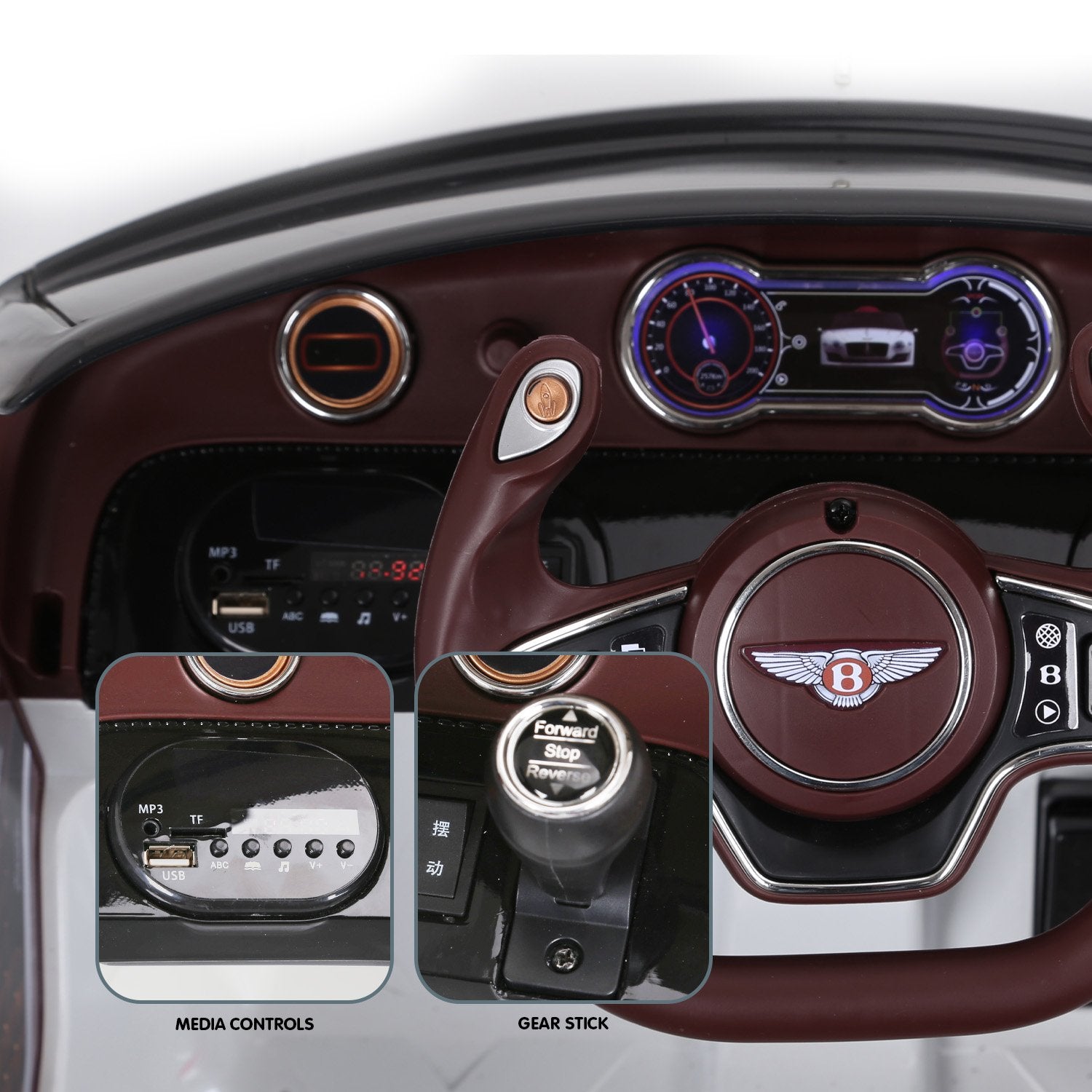 Kahuna Bentley Exp 12 Speed 6E Licensed Kids Ride On Electric Car Remote Control - White - Cosy Abode