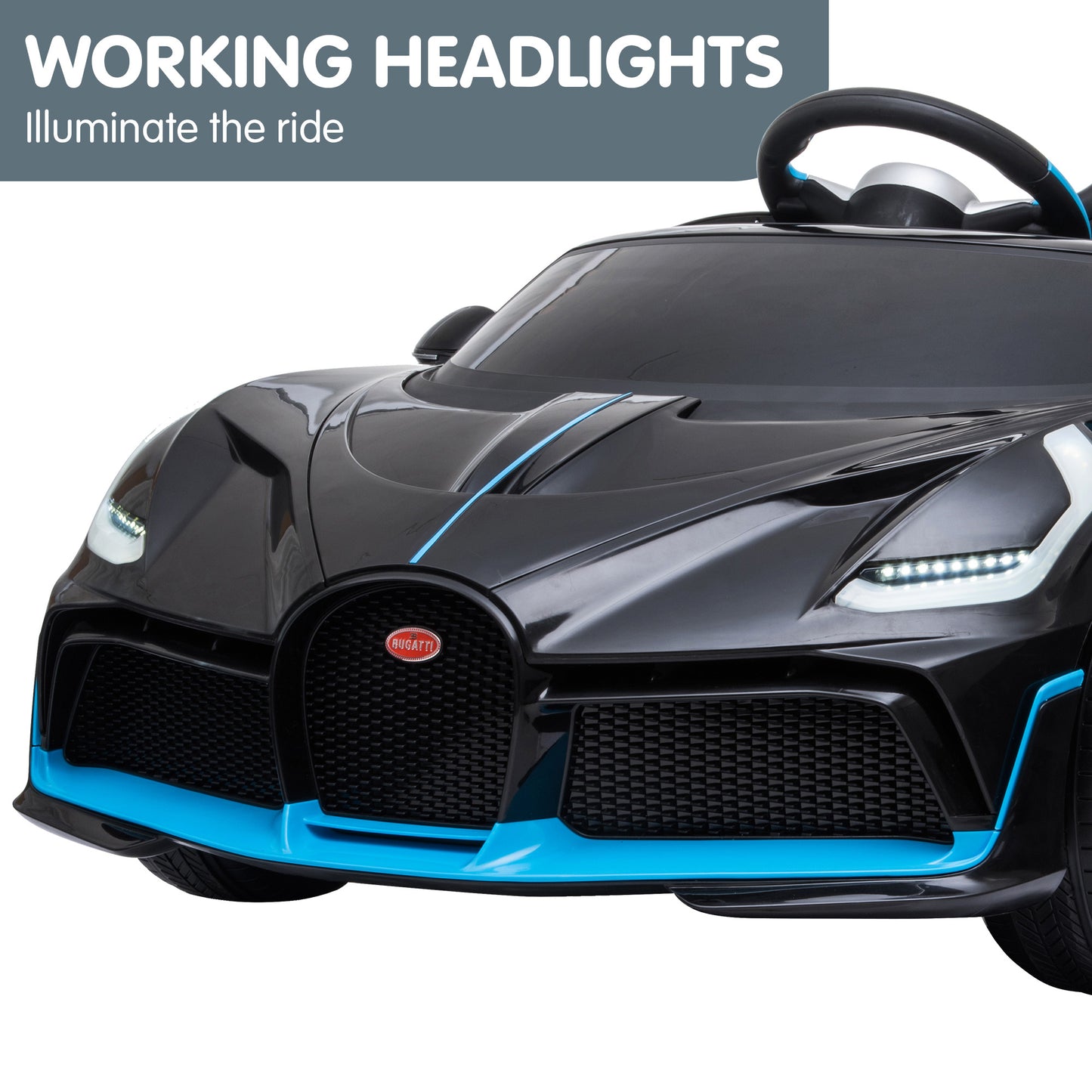 Kahuna Licensed Bugatti Divo Kids Electric Ride On Car - Black - Cosy Abode