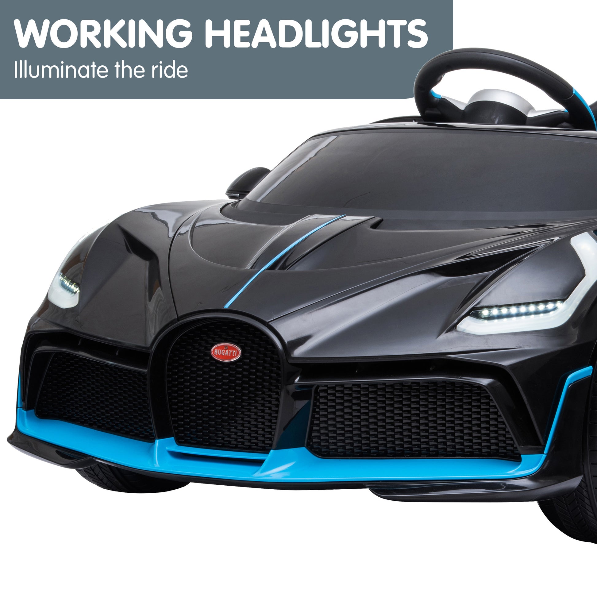 Kahuna Licensed Bugatti Divo Kids Electric Ride On Car - Black - Cosy Abode