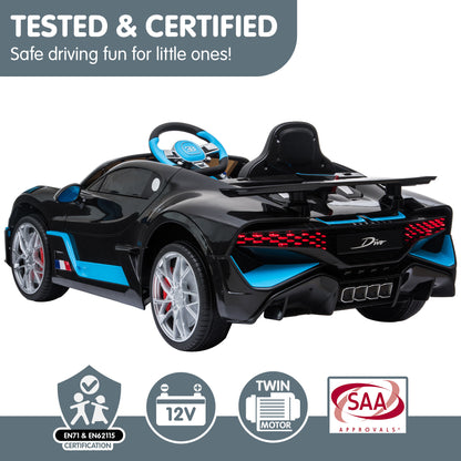 Kahuna Licensed Bugatti Divo Kids Electric Ride On Car - Black - Cosy Abode