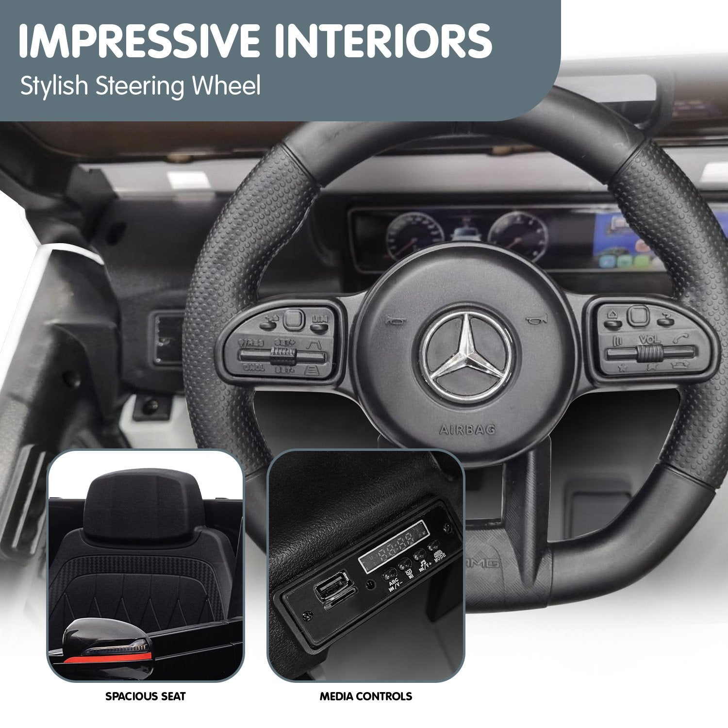 Kahuna Mercedes Benz AMG G63 Licensed Kids Ride On Electric Car Remote Control - Black - Cosy Abode