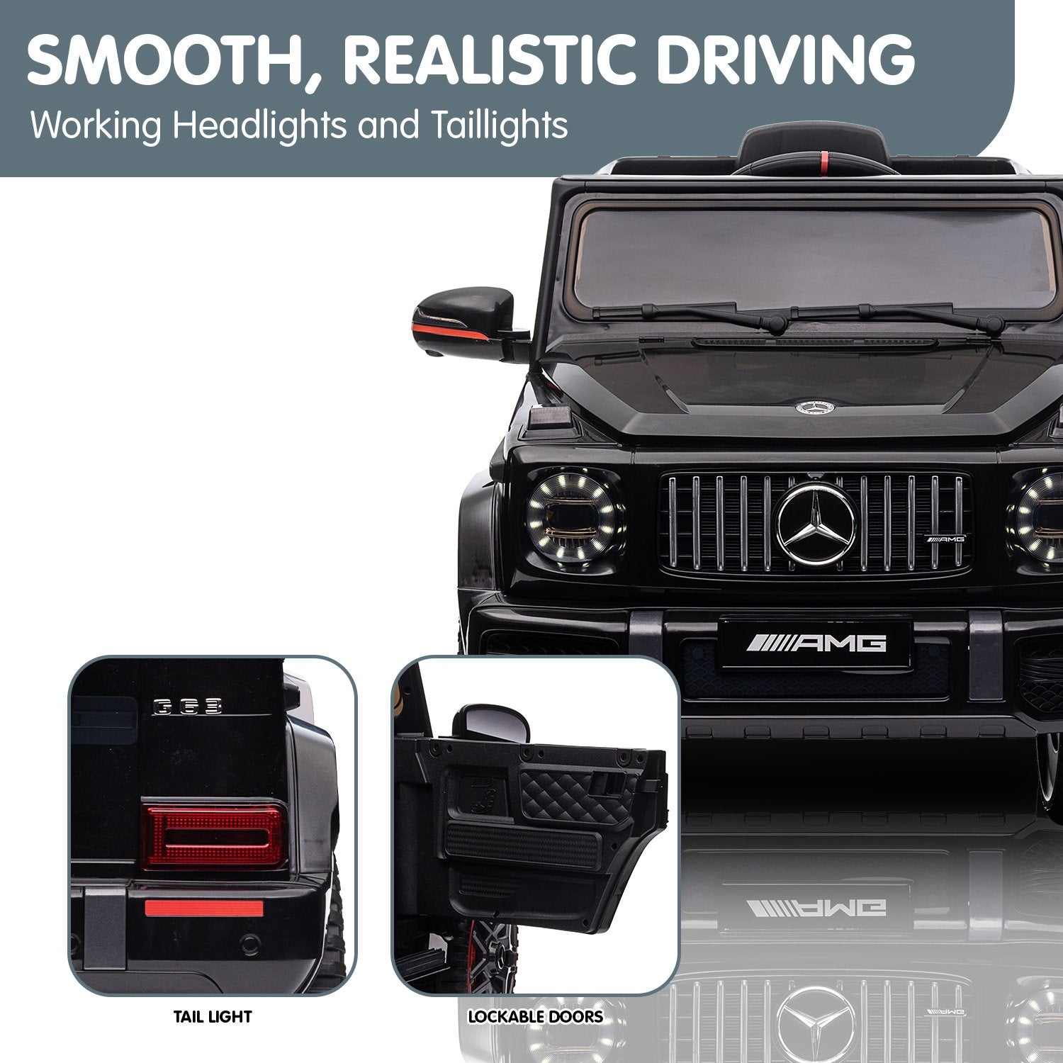 Kahuna Mercedes Benz AMG G63 Licensed Kids Ride On Electric Car Remote Control - Black - Cosy Abode