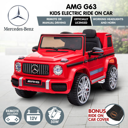Kahuna Mercedes Benz AMG G63 Licensed Kids Ride On Electric Car Remote Control - Red - Cosy Abode