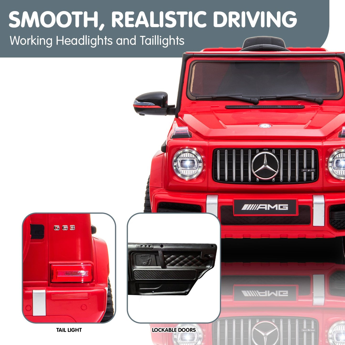 Kahuna Mercedes Benz AMG G63 Licensed Kids Ride On Electric Car Remote Control - Red - Cosy Abode