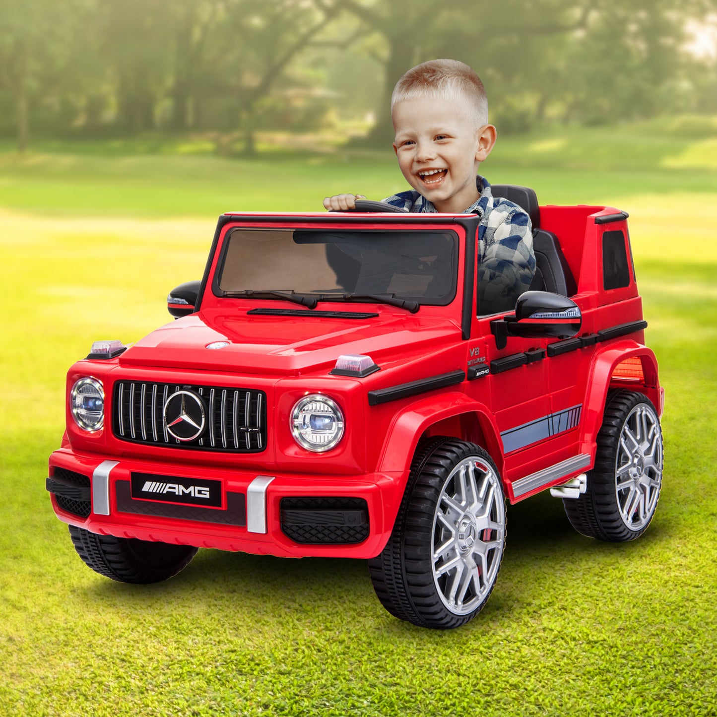 Kahuna Mercedes Benz AMG G63 Licensed Kids Ride On Electric Car Remote Control - Red - Cosy Abode