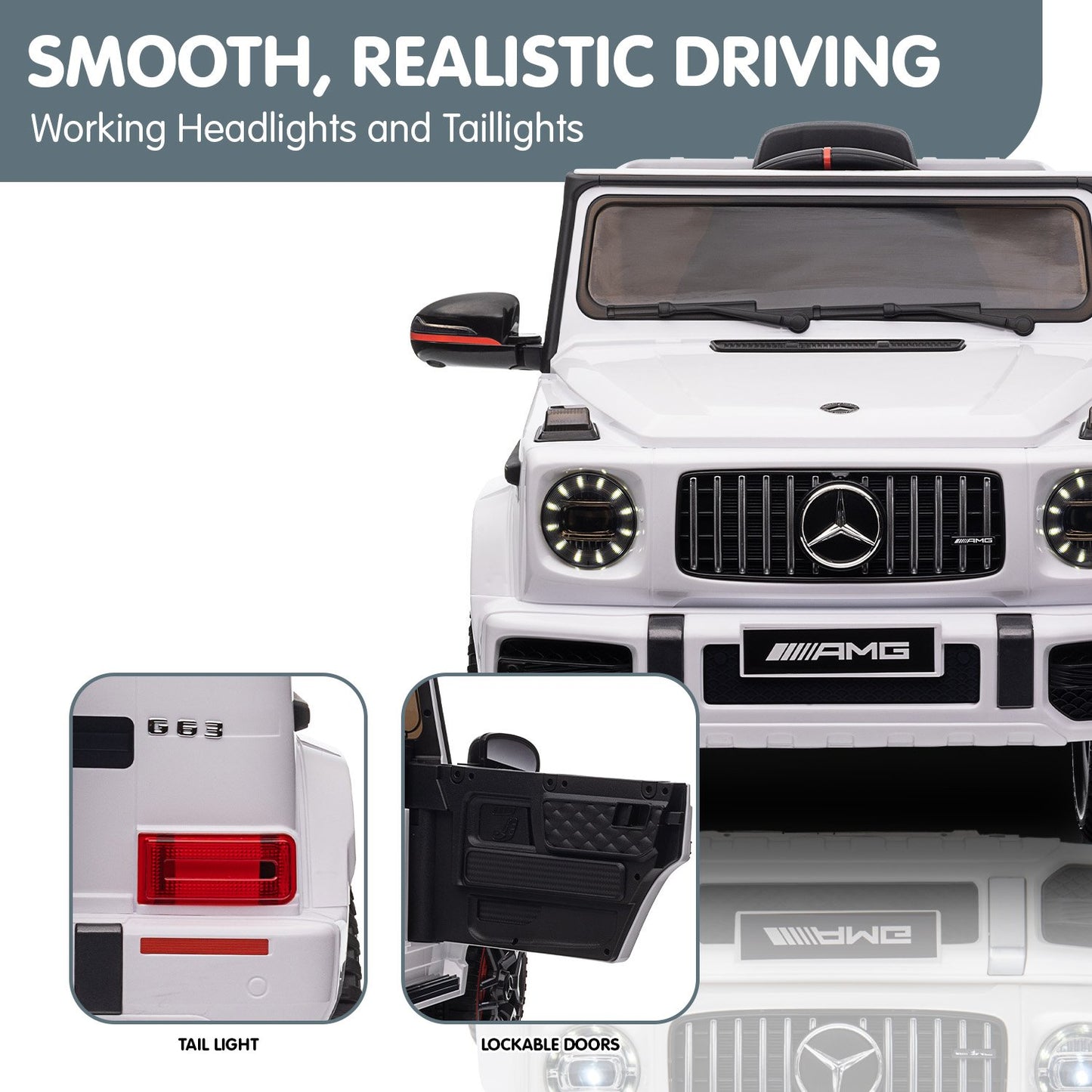 Kahuna Mercedes Benz AMG G63 Licensed Kids Ride On Electric Car Remote Control - White - Cosy Abode