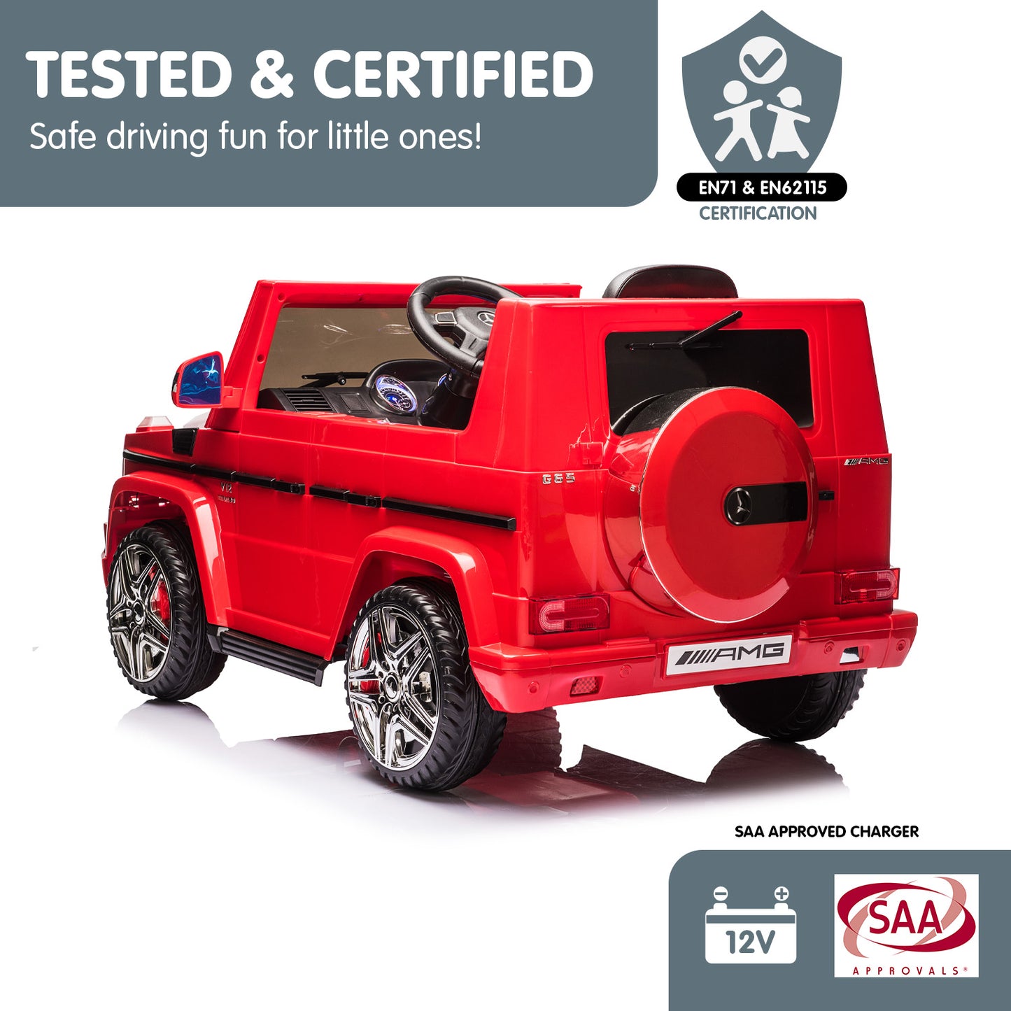 Kahuna Mercedes Benz AMG G65 Licensed Kids Ride On Electric Car with RC - Red - Cosy Abode