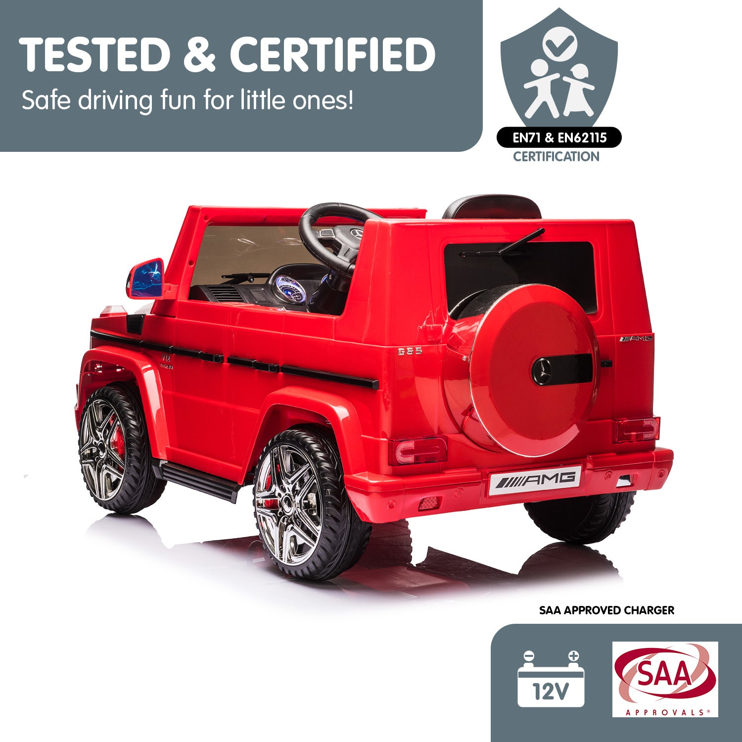 Kahuna Mercedes Benz AMG G65 Licensed Kids Ride On Electric Car with RC - Red - Cosy Abode