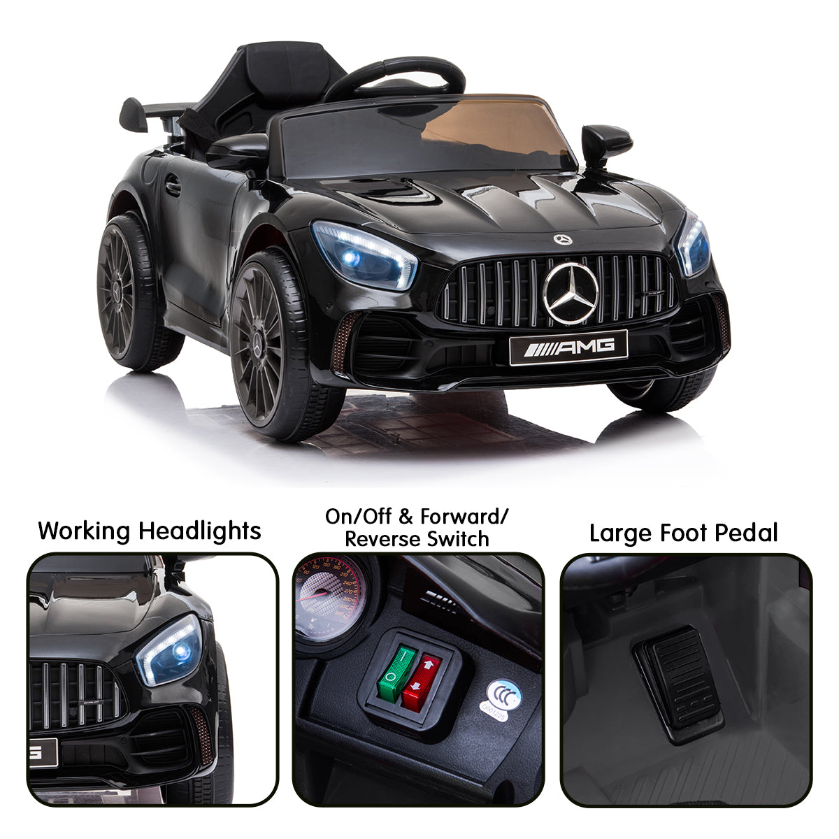 Kahuna Mercedes Benz Licensed Kids Electric Ride On Car Remote Control - Black - Cosy Abode