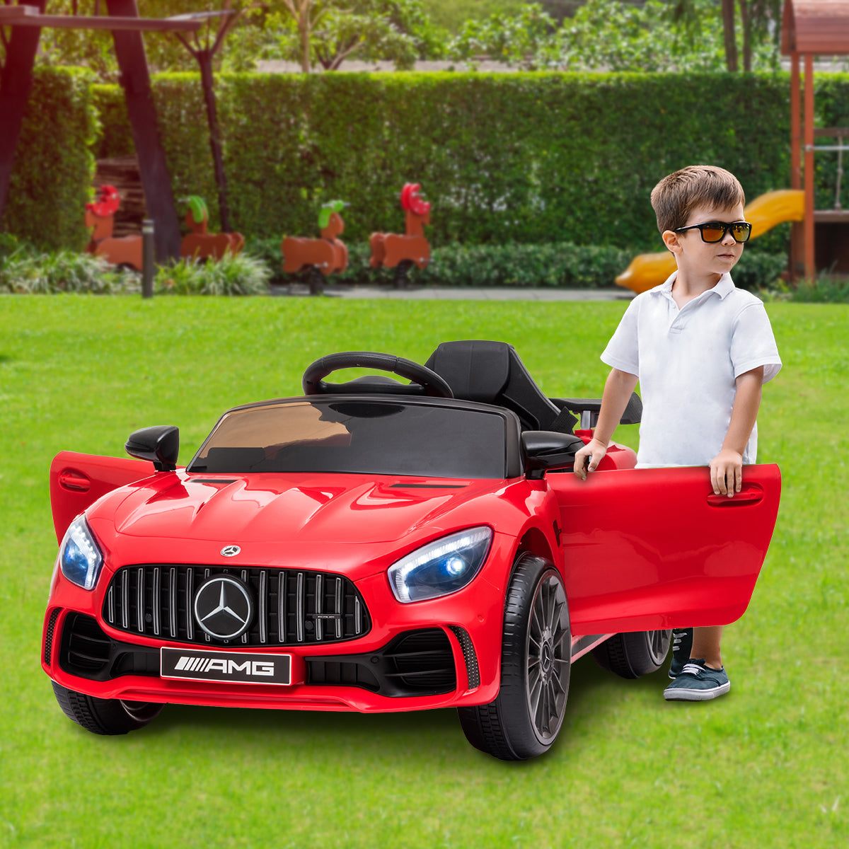 Kahuna Mercedes Benz Licensed Kids Electric Ride On Car Remote Control - Red - Cosy Abode