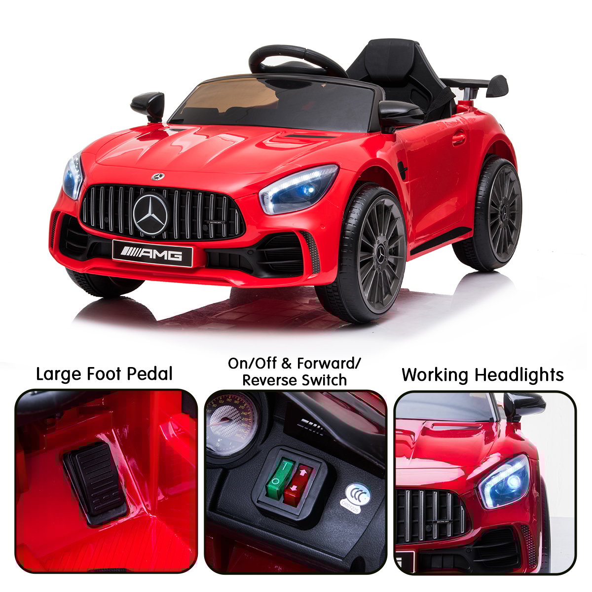 Kahuna Mercedes Benz Licensed Kids Electric Ride On Car Remote Control - Red - Cosy Abode