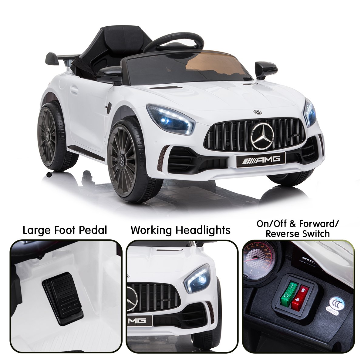 Kahuna Mercedes Benz Licensed Kids Electric Ride On Car Remote Control - White - Cosy Abode
