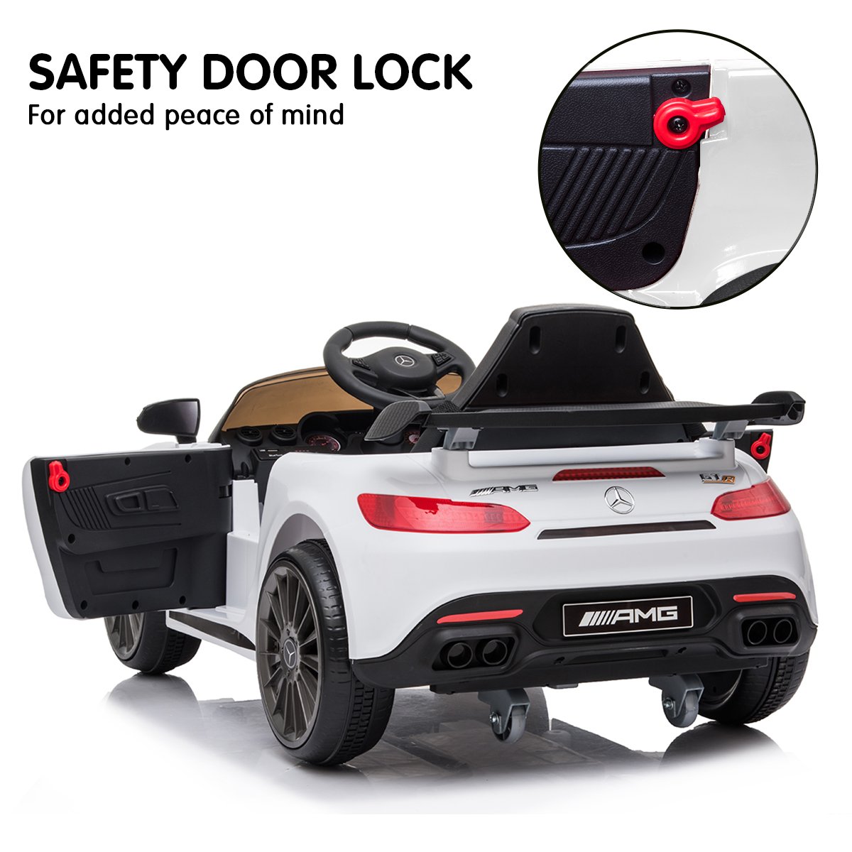 Kahuna Mercedes Benz Licensed Kids Electric Ride On Car Remote Control - White - Cosy Abode