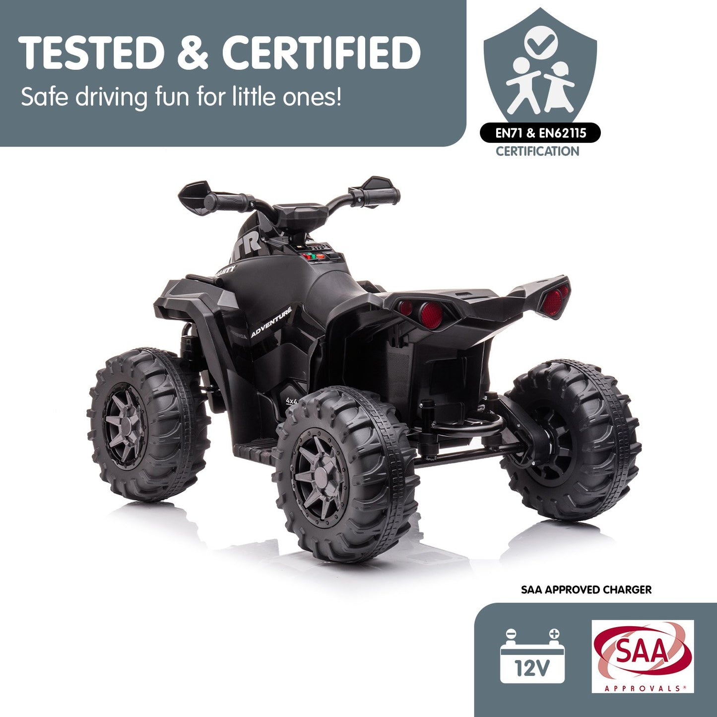 Kahuna GTS99 Kids Electric Ride On Quad Bike Toy ATV 50W - Black - Cosy Abode