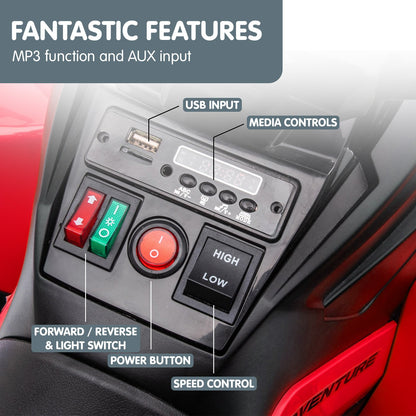 Kahuna GTS99 Kids Electric Ride On Quad Bike Toy ATV 50W - Red - Cosy Abode