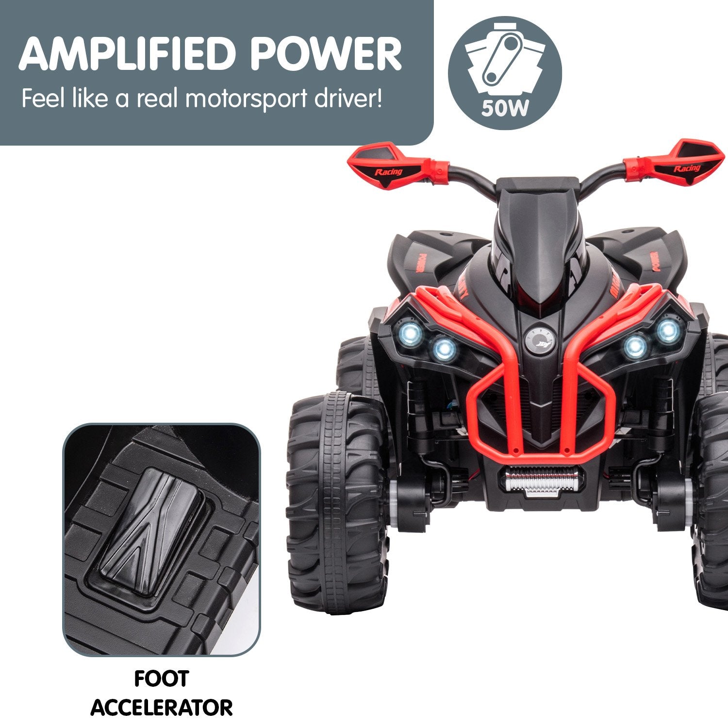 Kahuna GTS99 Kids Electric Ride On Quad Bike Toy ATV 50W - Red - Cosy Abode