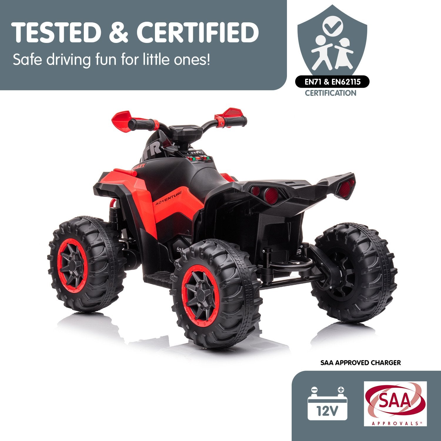 Kahuna GTS99 Kids Electric Ride On Quad Bike Toy ATV 50W - Red - Cosy Abode