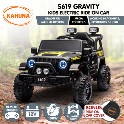 Kahuna S619 Gravity Kids Electric Ride On Car - Black - Cosy Abode