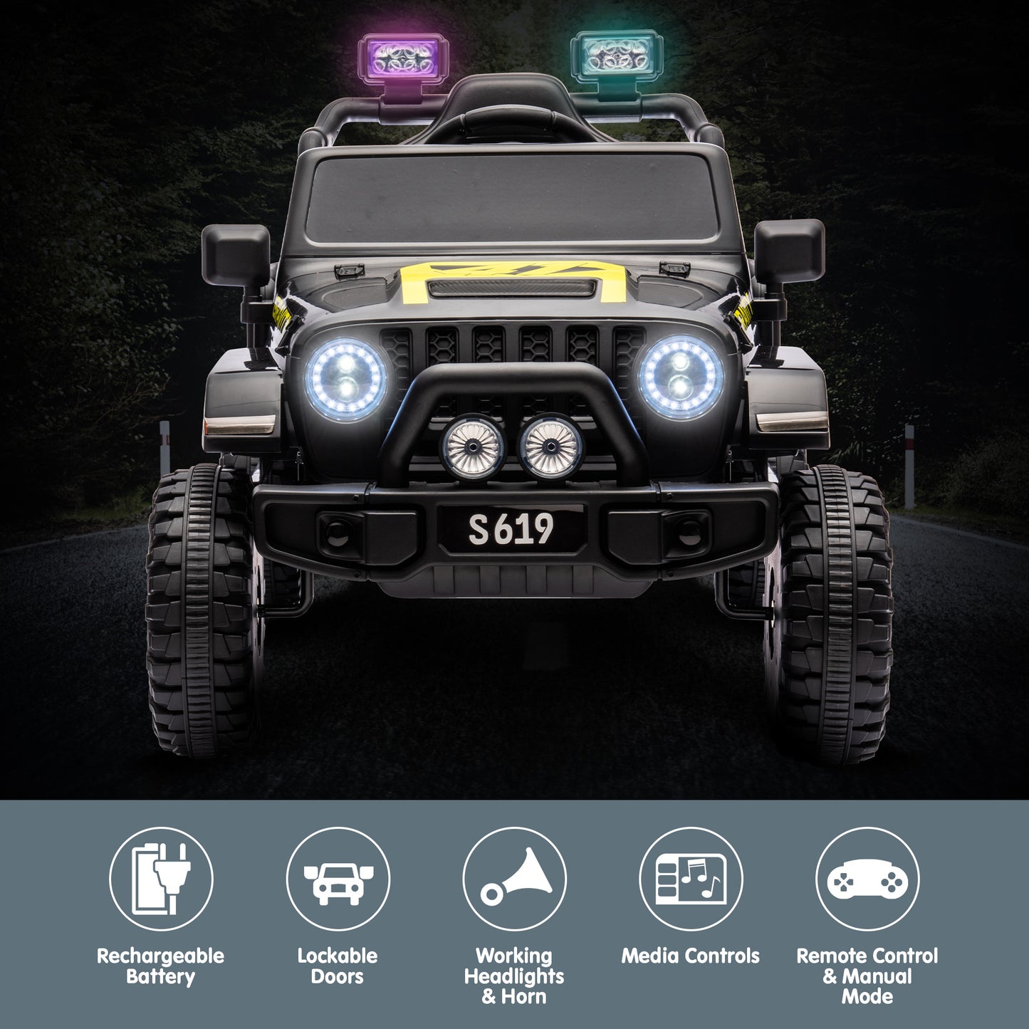 Kahuna S619 Gravity Kids Electric Ride On Car - Black - Cosy Abode