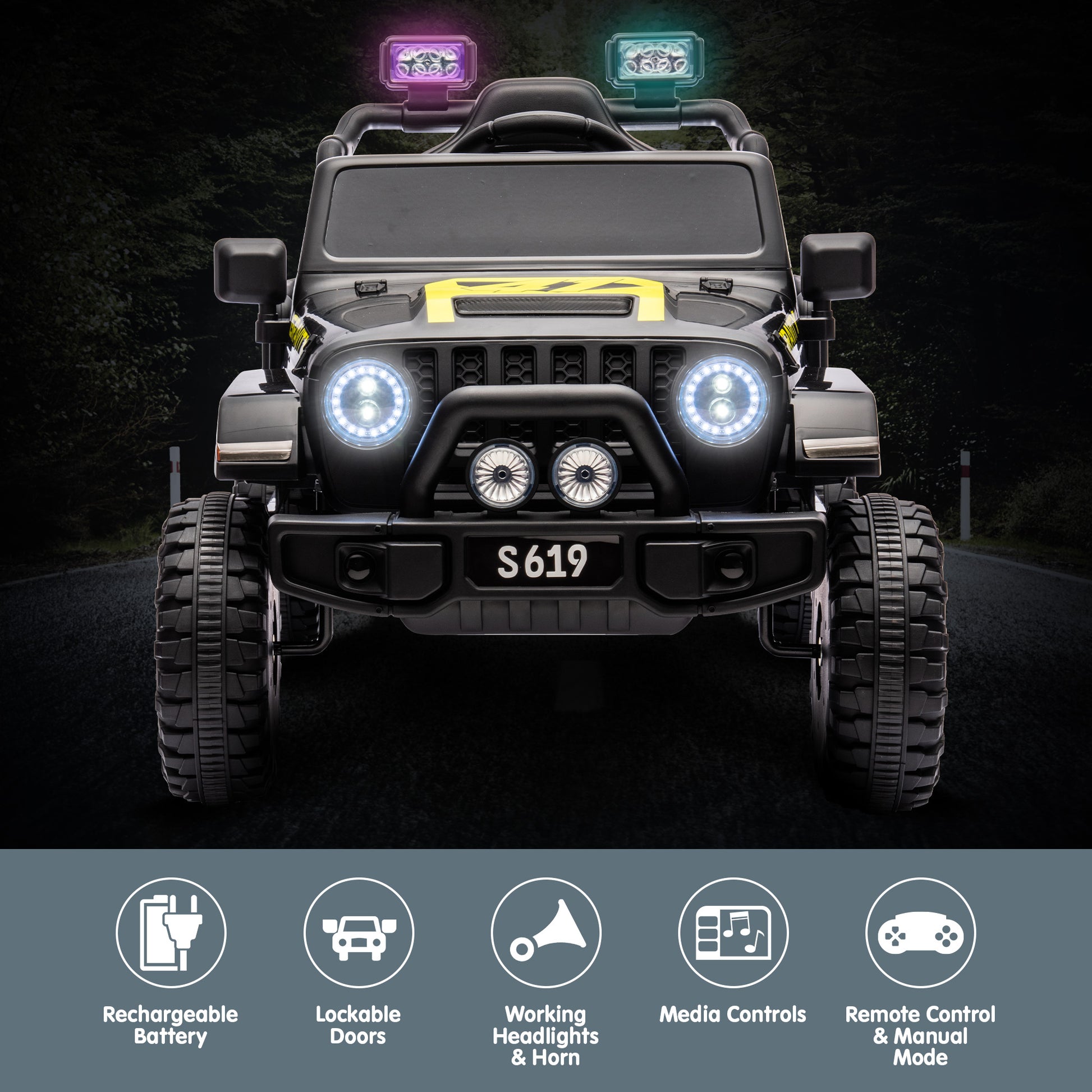 Kahuna S619 Gravity Kids Electric Ride On Car - Black - Cosy Abode